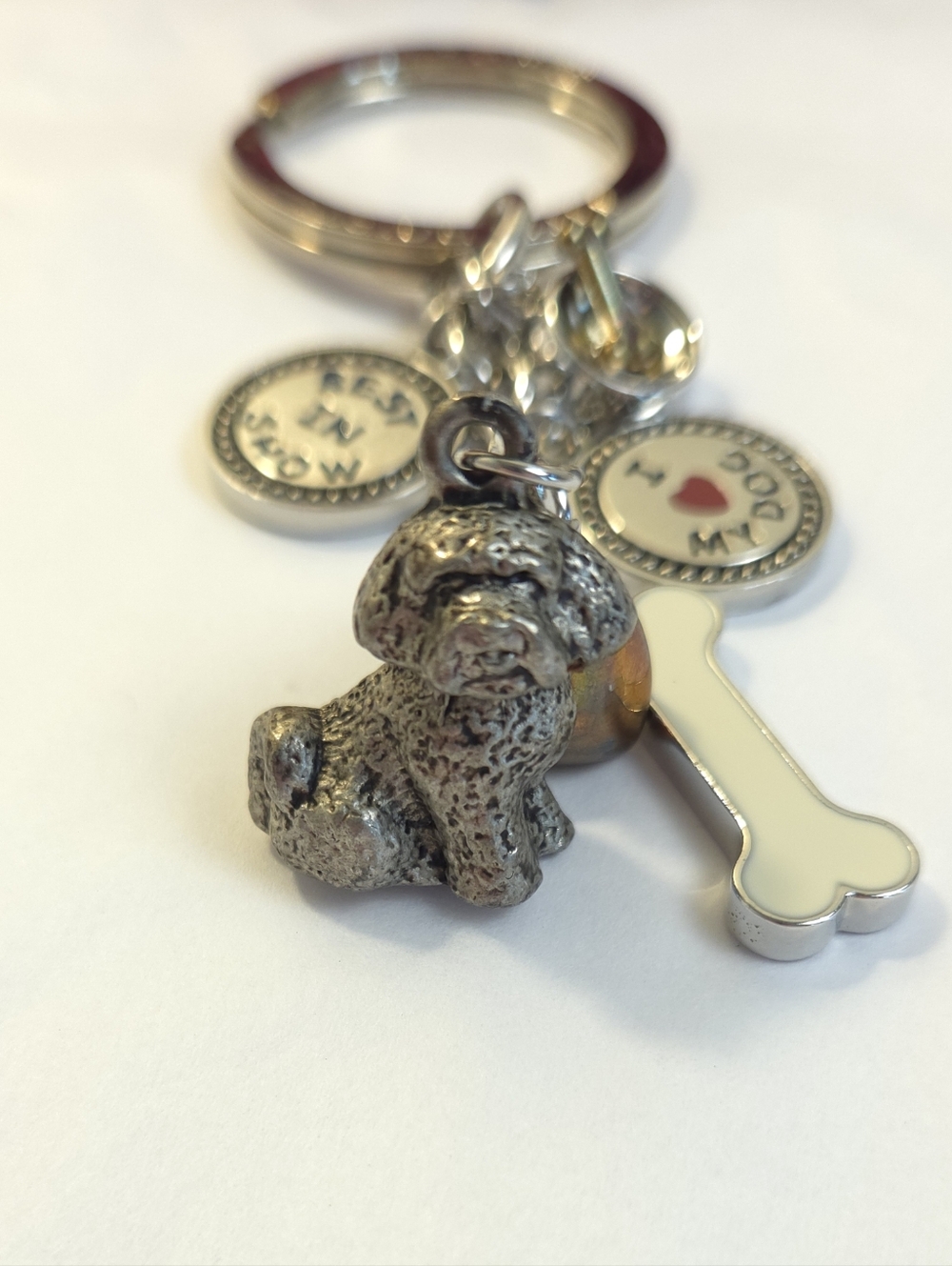 Little Gifts Dog Charm Key Chain I ♡ My Dog Dog Bone & Bowl Charms - Picture 4 of 9